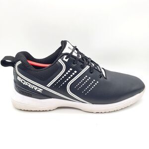 SQAIRZ Golf Shoes Men's 10.5 Women 12 Black White Spikeless Square Wide Toe Box